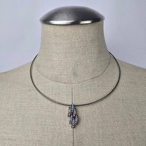 Fifth Avenue Black Rhinestone Delicate Pendant Collar Necklace